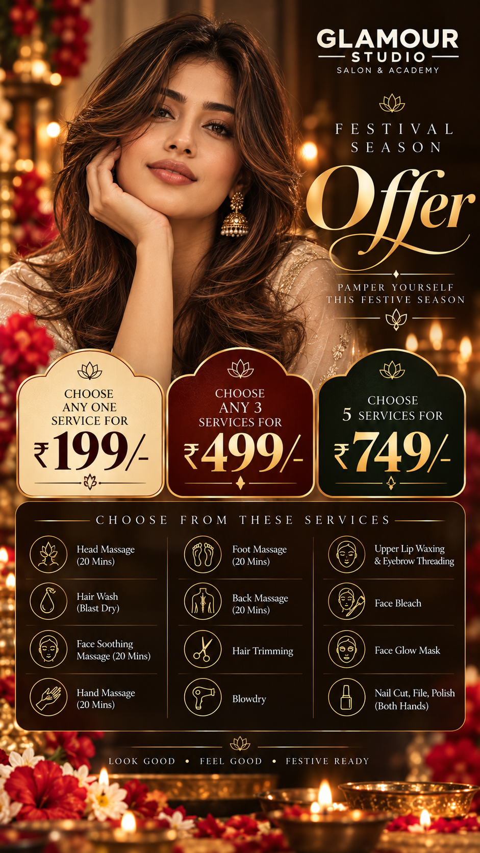 Festival Season Offer — Choose Any 1 for ₹199 · Any 3 for ₹499 · Any 5 for ₹749
